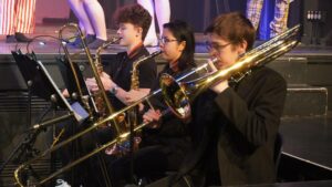 QMC Music students performing in the Pit Band at one of the Performing Arts productions at Queen Mary's College