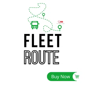 Button for Fleet Bus Route with a dotted bus route map, bus icon, location pins, and a Buy Now button.
