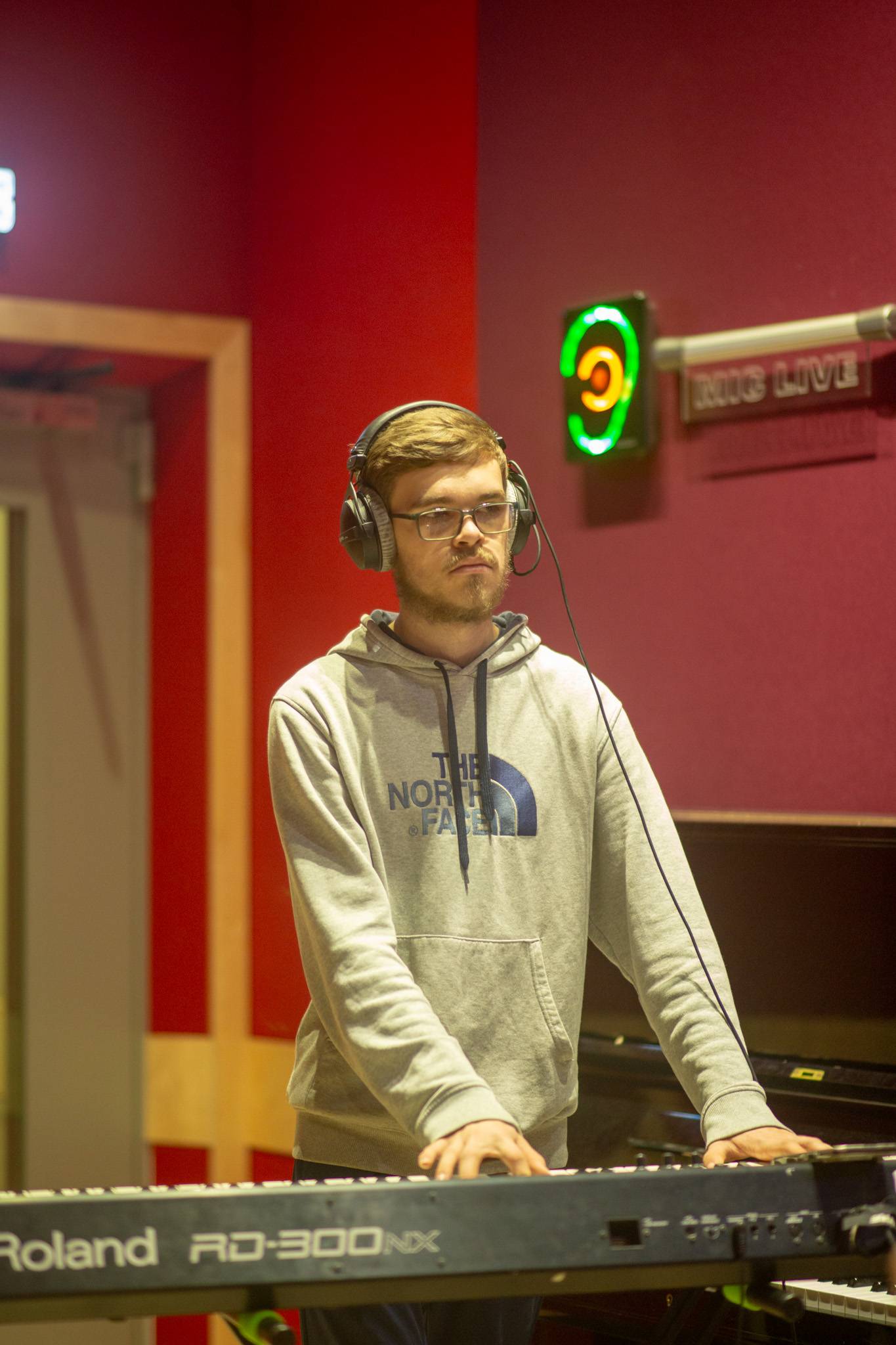 QMC music student performing in studio