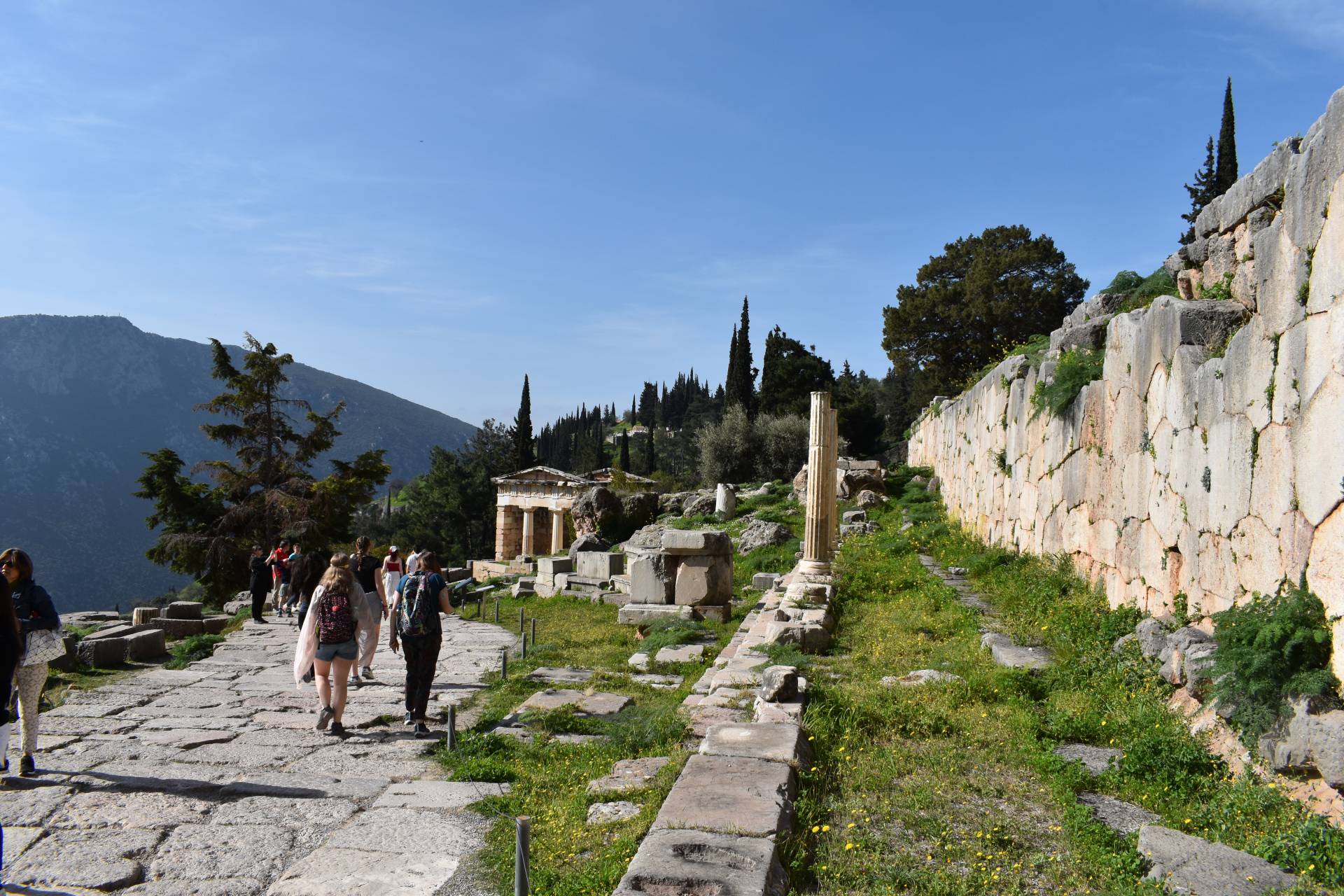 Students walking in the countyside in Greece
