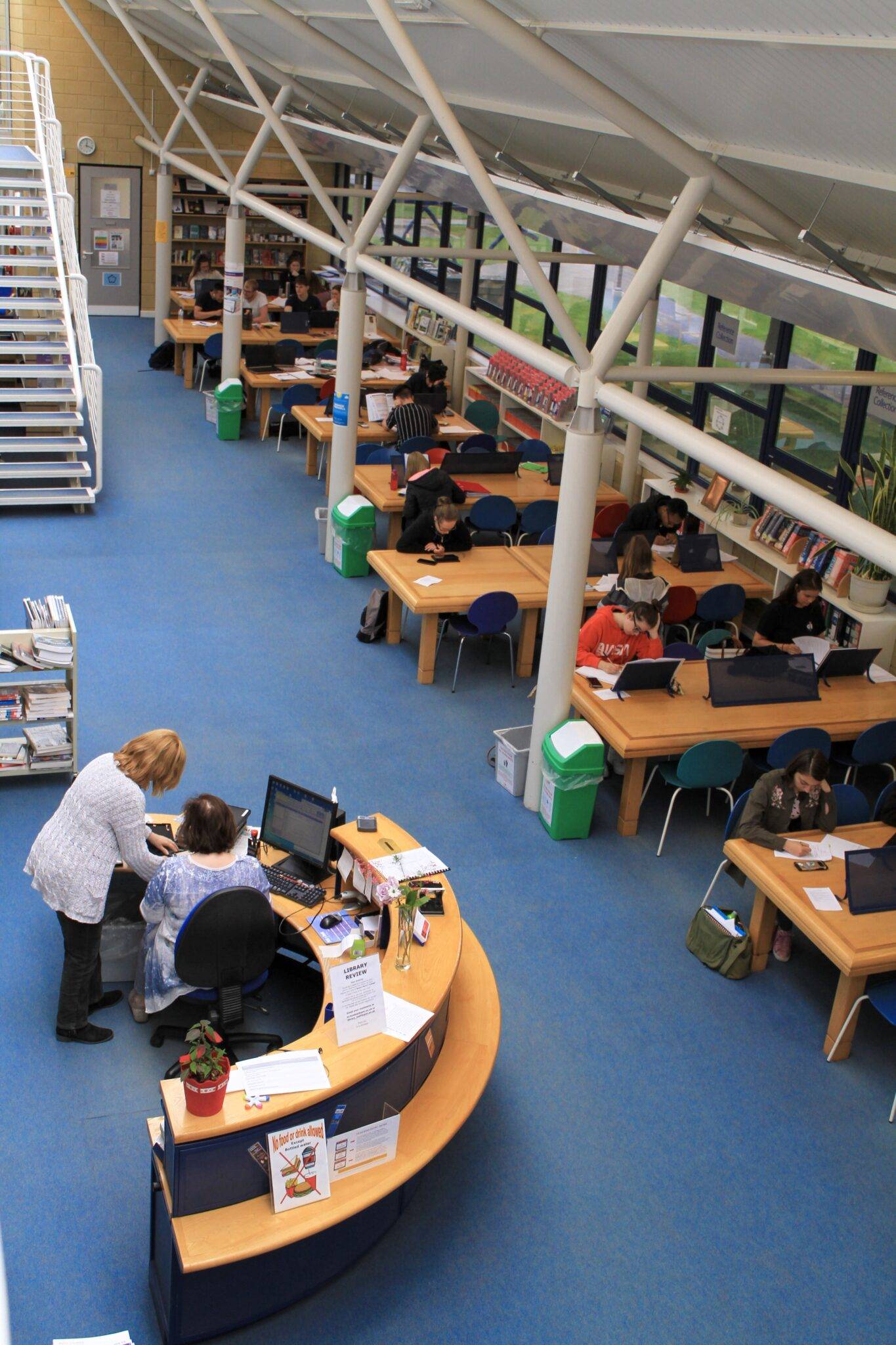 groups of people sat around tables